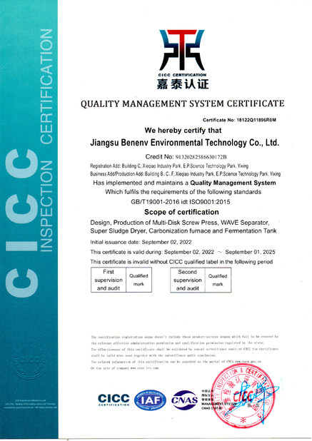 Porcelana Benenv Co., Ltd Certificaciones